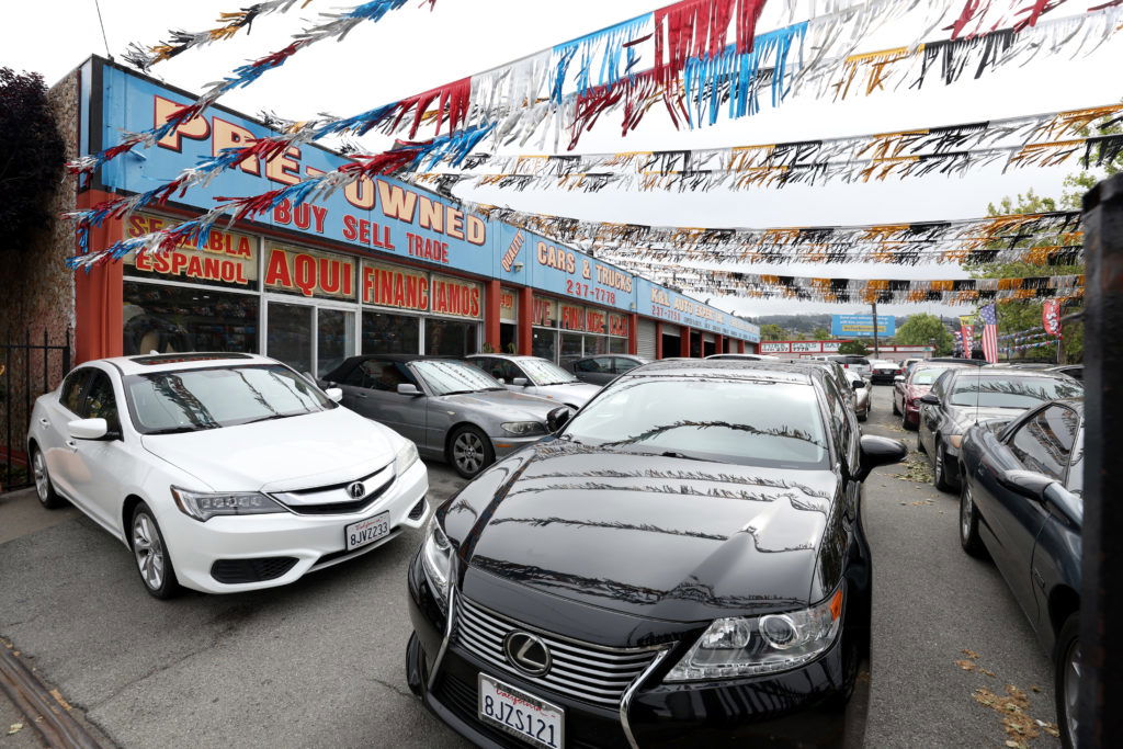 RICHMOND, CALIFORNIA - MAY 06: Used cars for sale are displayed on the sales lot at K&amp;L Auto Expert on May 06, 2022 in Richmond, California. Wholesale used-car prices continue to fall with a 1 percent drop from March to April. Prices have fallen 6.4 percent from a record high in January of this year but remain higher than usual. (Photo by Justin Sullivan/Getty Images)